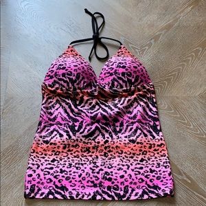 MUDD Pink Animal Print Triangle Tankini Swim Top M